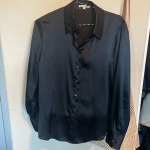 Reformation Sky Relaxed Silk Top Black XS